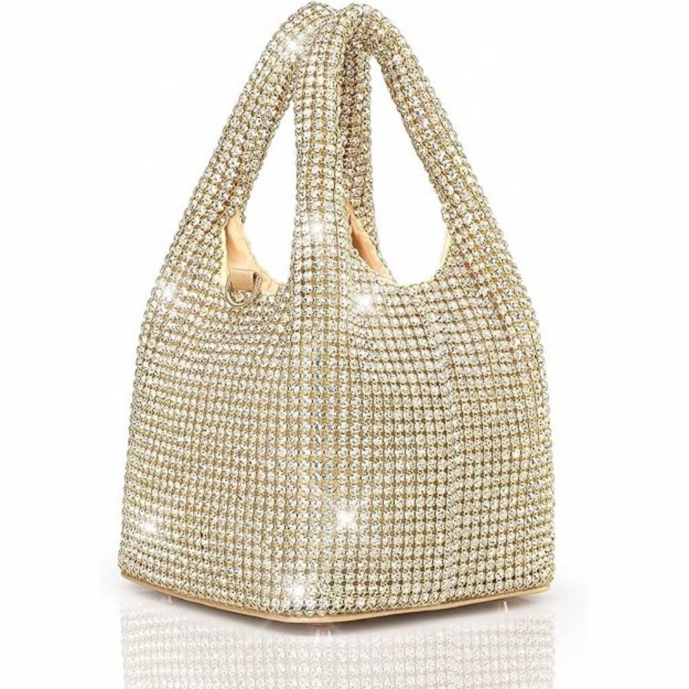 NWT Sparkling Bling SwarovskI Crystal Rhinestone Bucket Bag Shoulder Purse +Gift